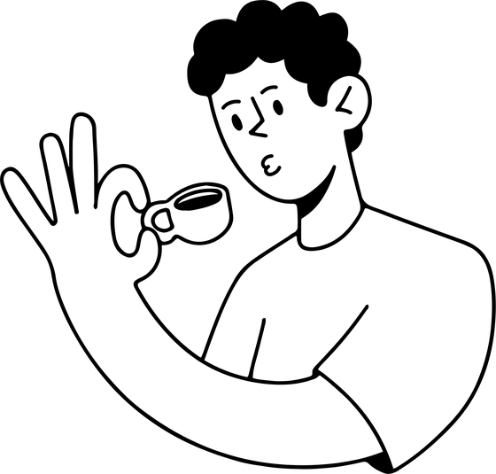 Line illustration of coffee splashing in a cup