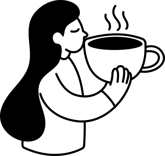 Line illustration of someone holding a large cup with both hands