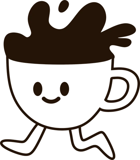 Line illustration of someone enjoying a cup of coffee